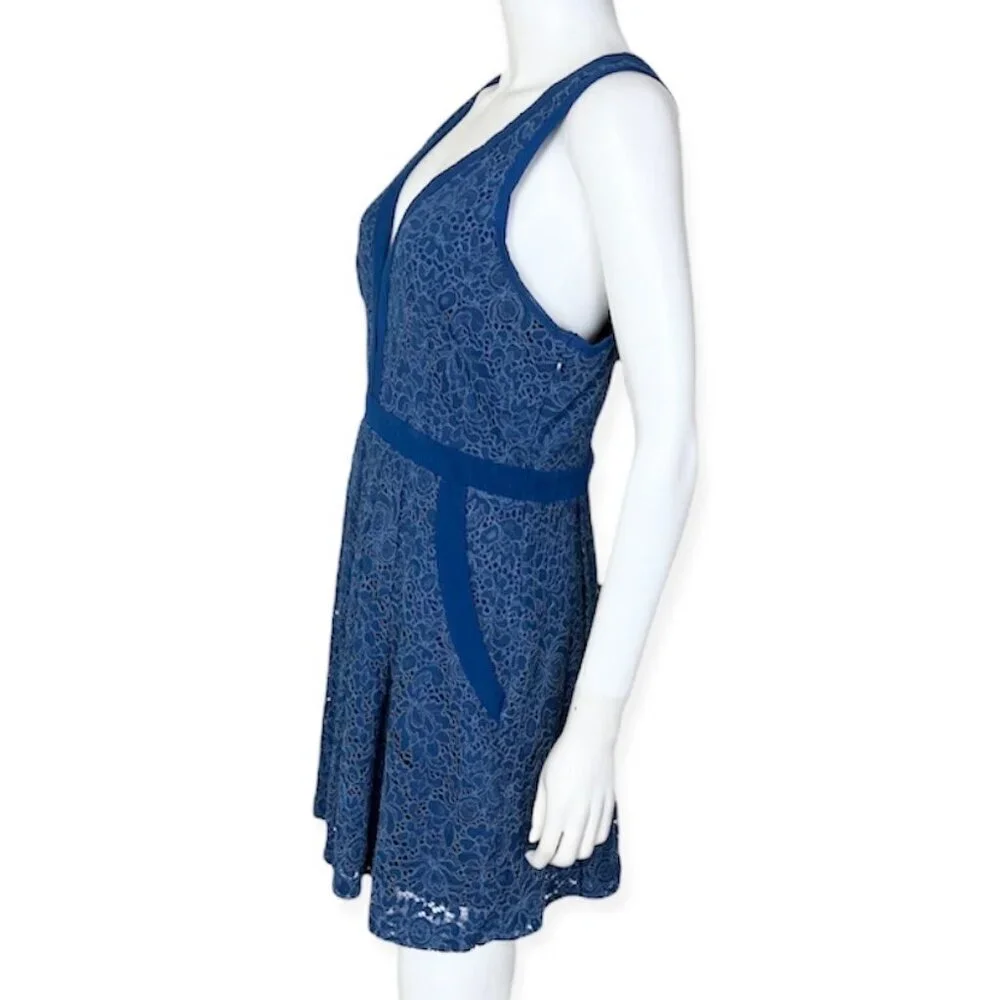 Free People Lovely In Love Lace Dress in Brilliant Blue - sz Medium